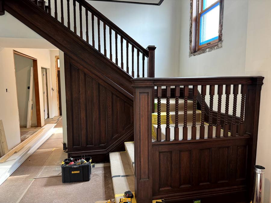 Staircase and railing